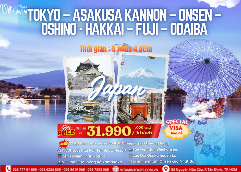 TOUR 5N4D TOKYO – ASAKUSA KANNON – ONSEN – OSHINO - HAKKAI – FUJI – ODAIBA